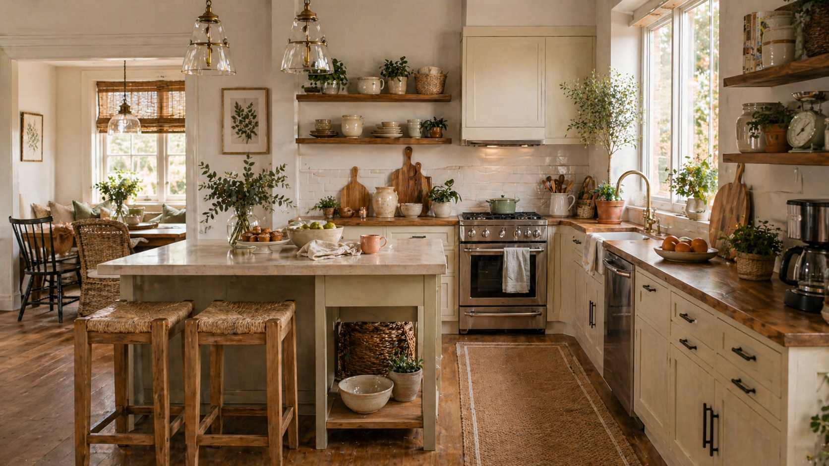 A warm family kitchen with natural light